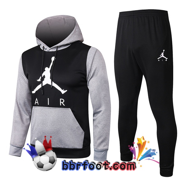 Veste A Capuche Survetement Foot Pairis PSG Jordan Noir Gris 20/21
