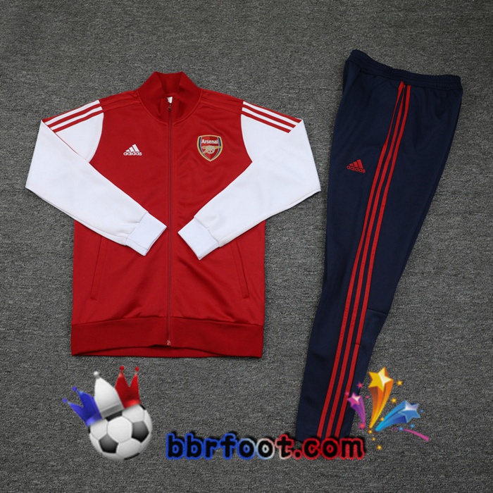 Veste Survetement Foot Arsenal Rouge Blanc 20/21