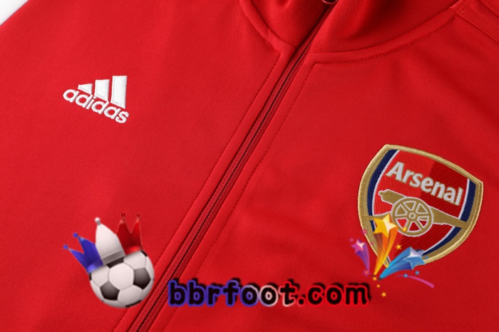 Veste Survetement Foot Arsenal Rouge Blanc 20/21