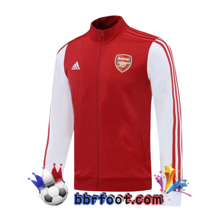 Veste Survetement Foot Arsenal Rouge Blanc 20/21