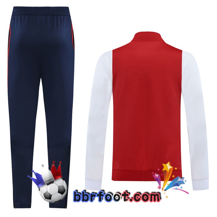 Veste Survetement Foot Arsenal Rouge Blanc 20/21