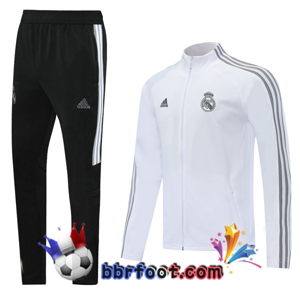 Veste Survetement Foot Real Madrid Blanc 20/21