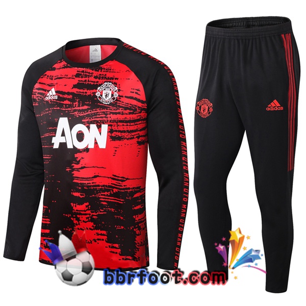 Survetement Foot Manchester United Rouge Noir 20/21