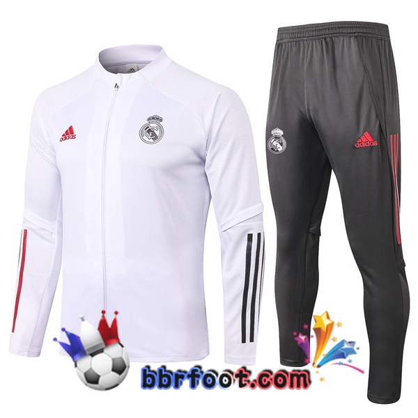 Veste Survetement Foot Real Madrid Blanc 20/21