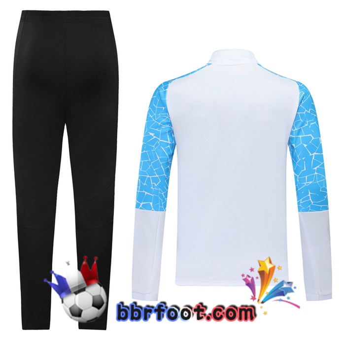 Veste Survetement Foot Manchester City Blanc Bleu 20/21