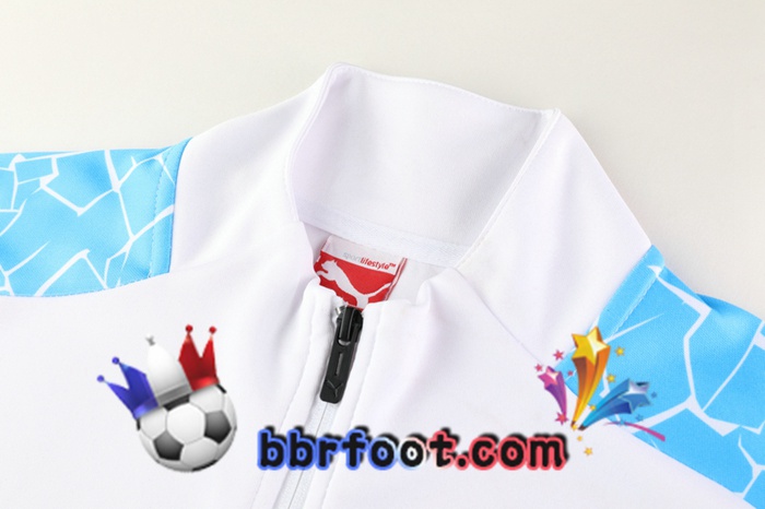 Veste Survetement Foot Manchester City Blanc Bleu 20/21