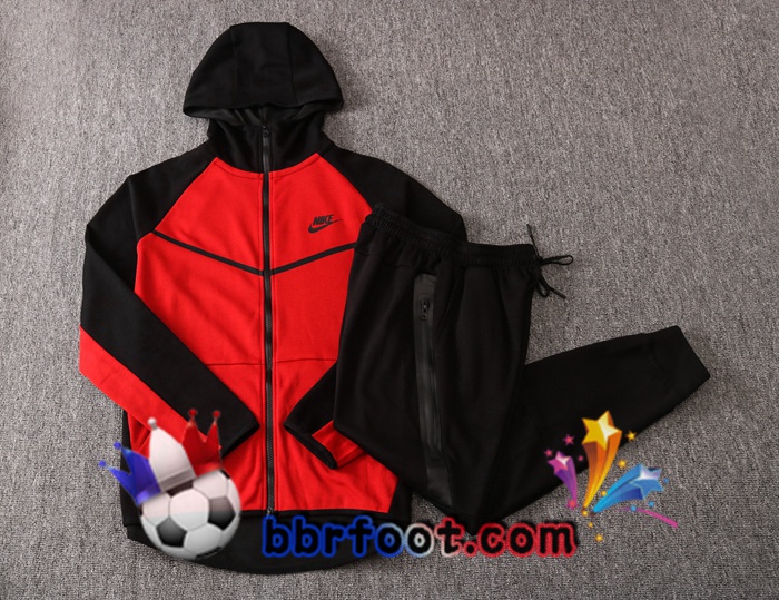 Veste A Capuche Survetement Foot NIKE Rouge Noir 20/21