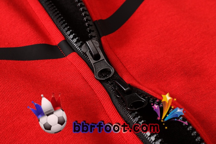 Veste A Capuche Survetement Foot NIKE Rouge Noir 20/21