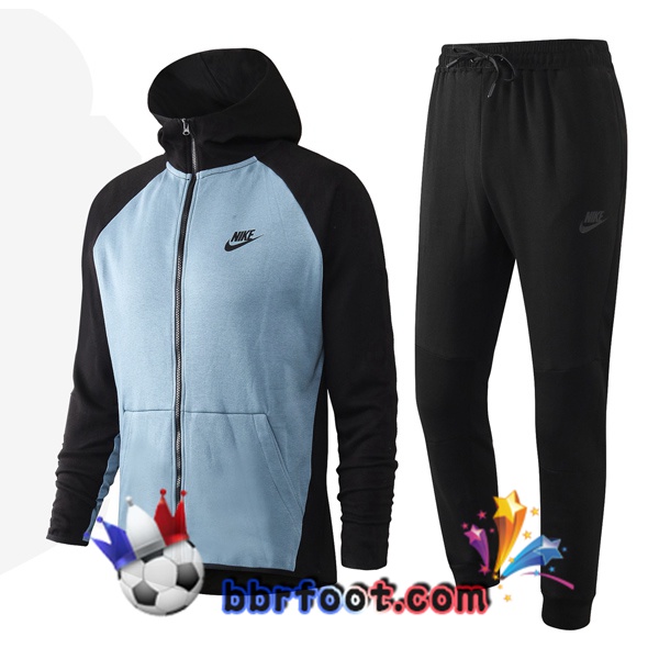 Veste A Capuche Survetement Foot NIKE Bleu Clair Noir 20/21