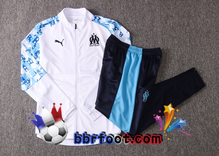 Veste Survetement Foot Marseille OM Blanc 20/21