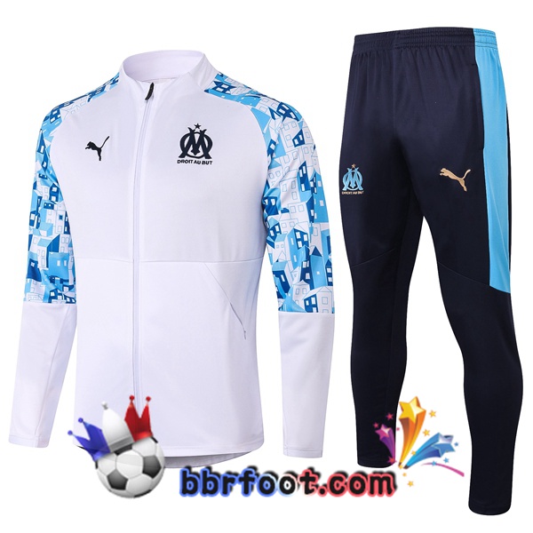 Veste Survetement Foot Marseille OM Blanc 20/21