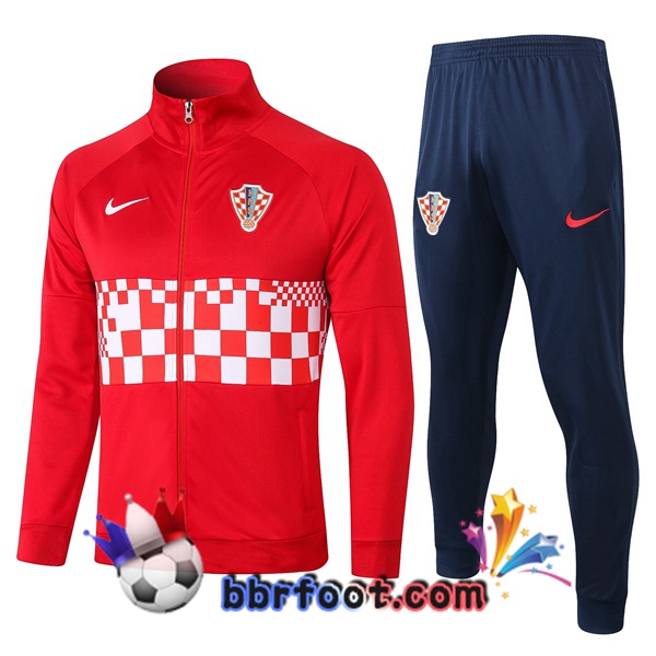Veste Survetement Foot Croatie Rouge 20/21