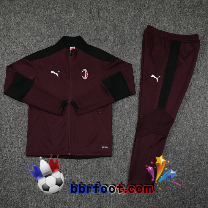 Veste Survetement Foot AC Milan Rouge 20/21