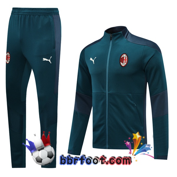 Veste Survetement Foot AC Milan Vert 20/21