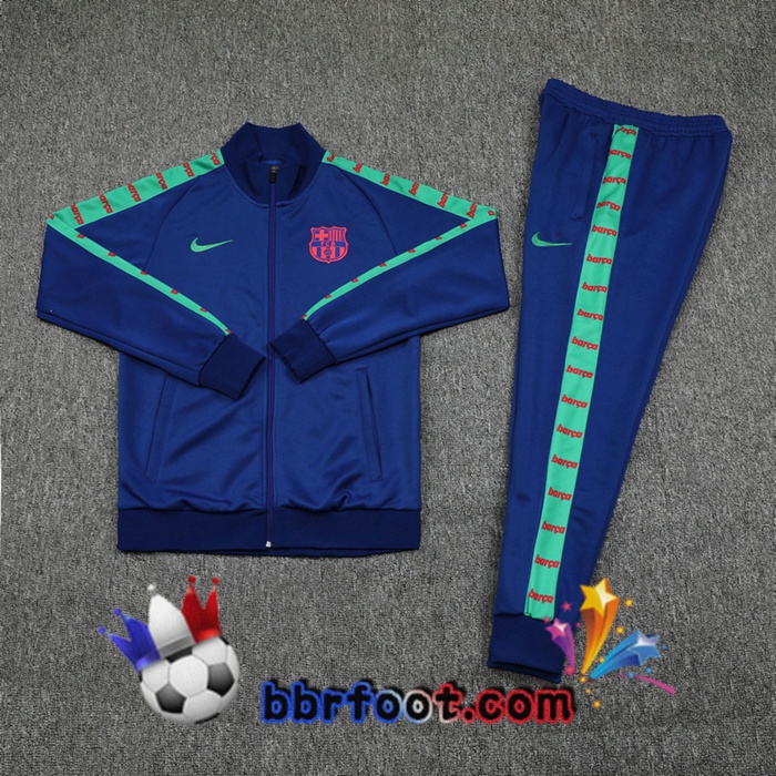 Veste Survetement Foot FC Barcelone Bleu Vert 20/21