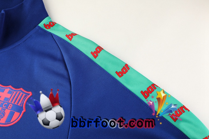 Veste Survetement Foot FC Barcelone Bleu Vert 20/21