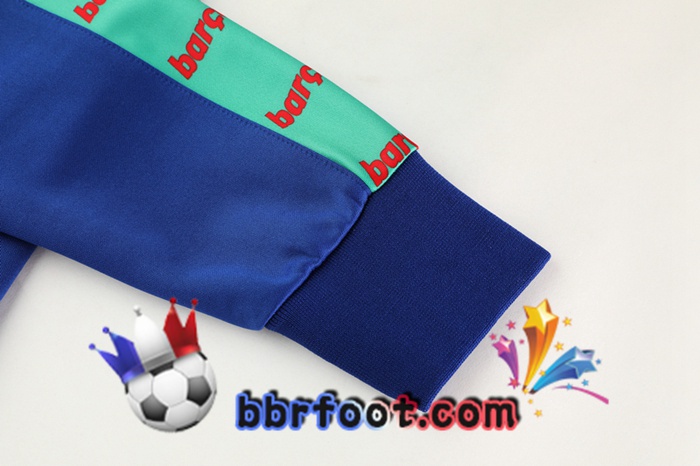 Veste Survetement Foot FC Barcelone Bleu Vert 20/21
