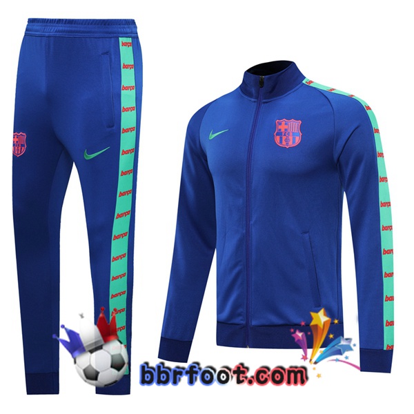 Veste Survetement Foot FC Barcelone Bleu Vert 20/21