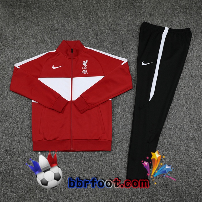 Veste Survetement Foot FC Liverpool Rouge Blanc 20/21