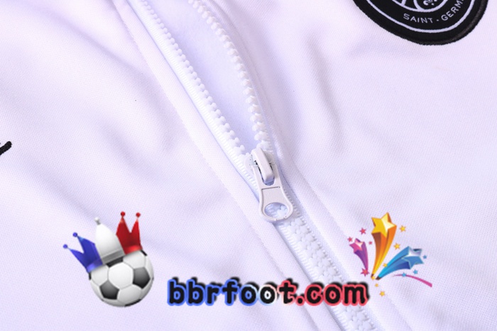 Veste A Capuche Survetement Foot Pairis PSG Jordan Blanc Rouge Bleu 20/21