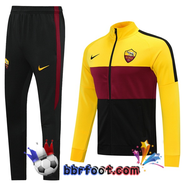 Veste Survetement Foot AS Roma Jaune Rouge Noir 20/21