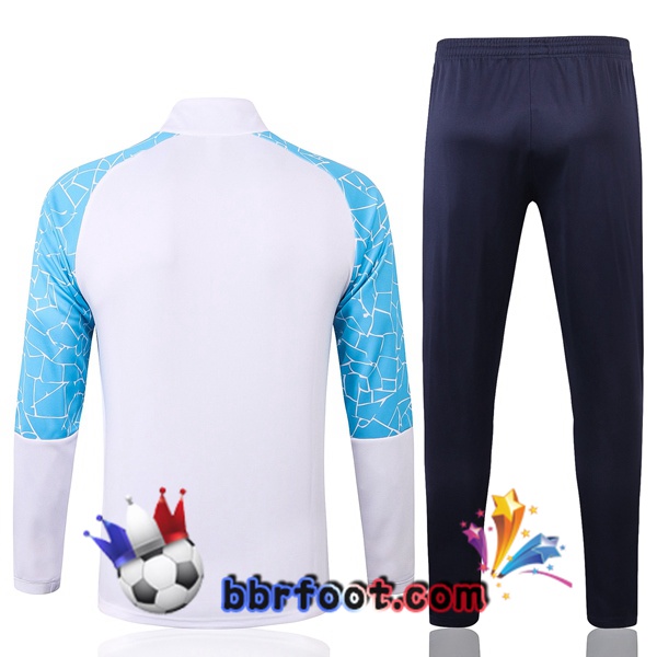 Veste Survetement Foot Manchester City Blanc Bleu Royal 20/21