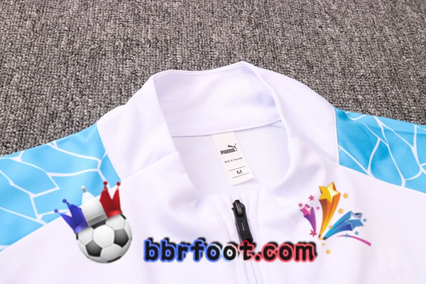 Veste Survetement Foot Manchester City Blanc Bleu Royal 20/21