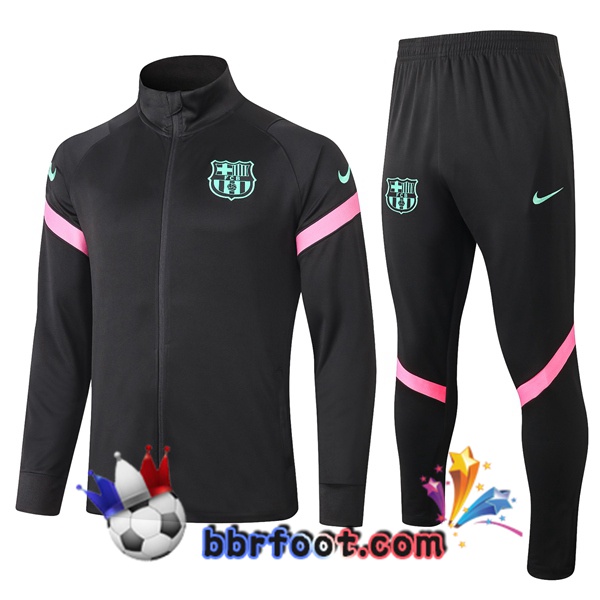 Veste Survetement Foot FC Barcelone Noir Rose 20/21