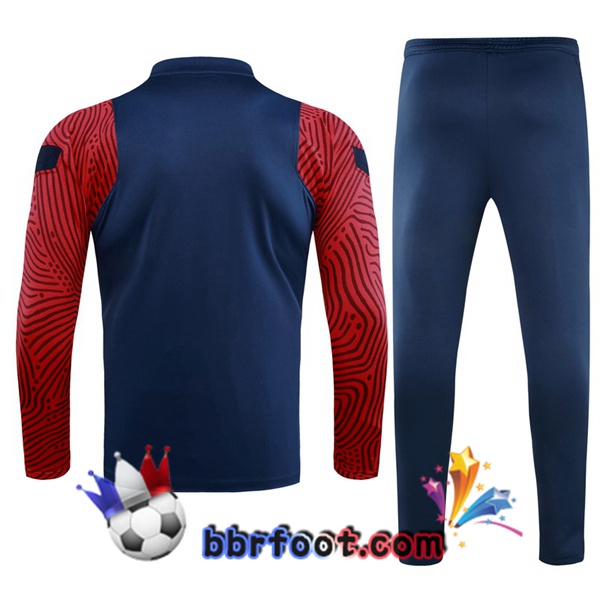 Survetement Foot Paris PSG Bleu Royal Rouge 20/21