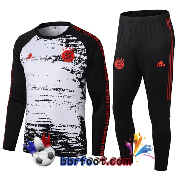 Survetement Foot Bayern Munich Blanc Noir 20/21