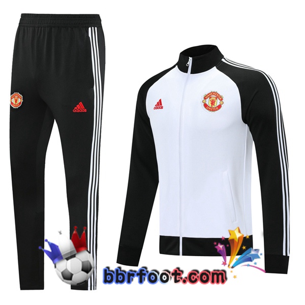 Veste Survetement Foot Manchester United Blanc 20/21