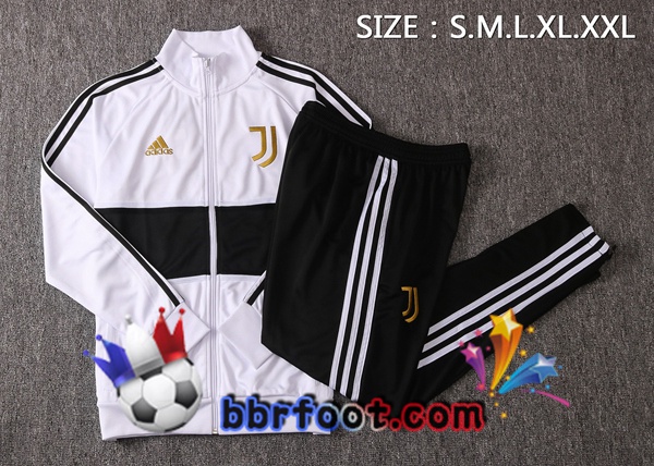 Veste Survetement Foot Juventus Blanc Noir 20/21