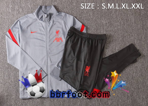 Veste Survetement Foot FC Liverpool Gris Clair 20/21