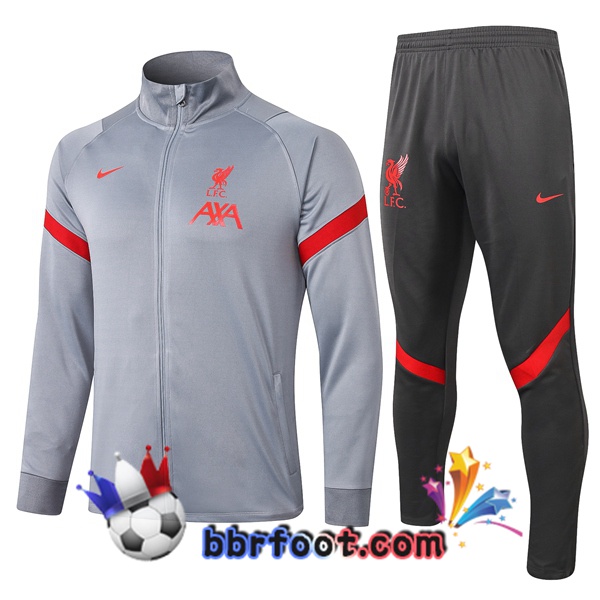 Veste Survetement Foot FC Liverpool Gris Clair 20/21