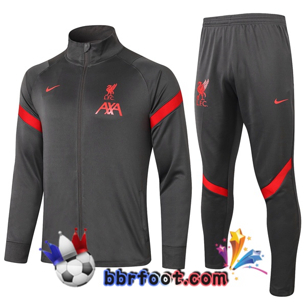 Veste Survetement Foot FC Liverpool Gris Fonce 20/21