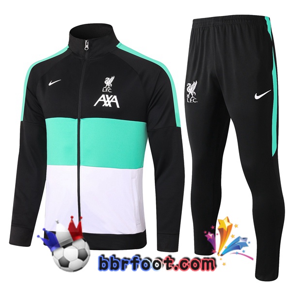 Veste Survetement Foot FC Liverpool Noir Vert Blanc 20/21