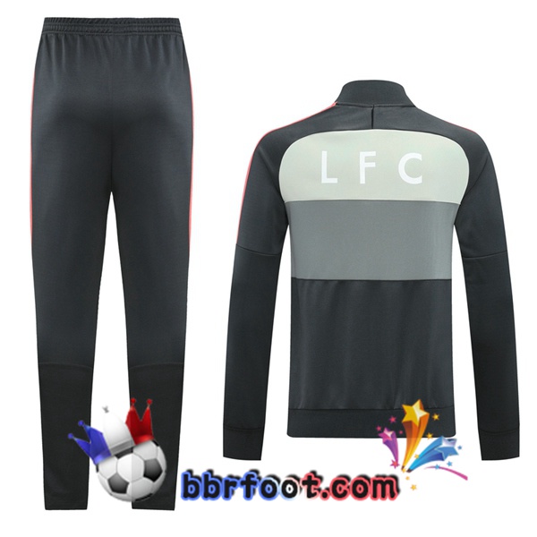 Veste Survetement Foot FC Liverpool Gris Noir 20/21