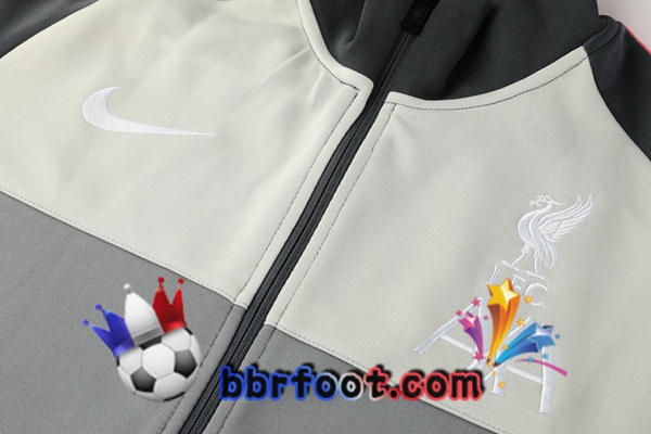 Veste Survetement Foot FC Liverpool Gris Noir 20/21