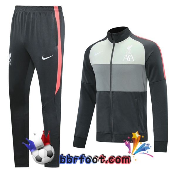 Veste Survetement Foot FC Liverpool Gris Noir 20/21