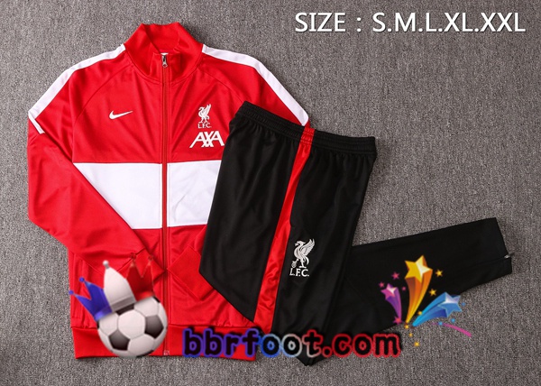 Veste Survetement Foot FC Liverpool Rouge Blanc 20/21
