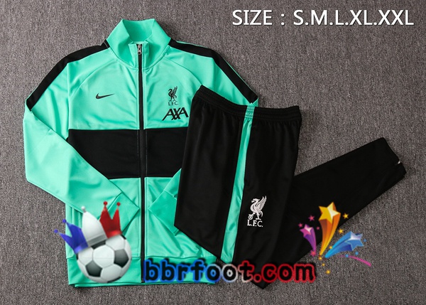 Veste Survetement Foot FC Liverpool Vert Noir 20/21