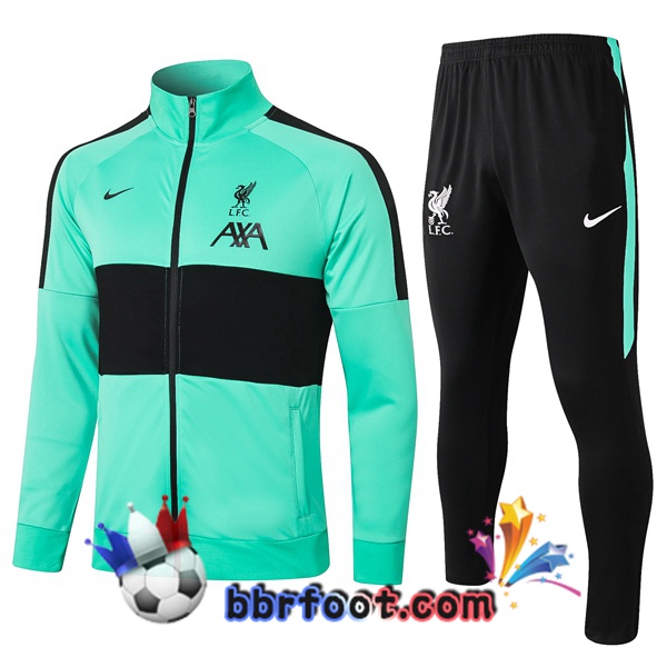 Veste Survetement Foot FC Liverpool Vert Noir 20/21