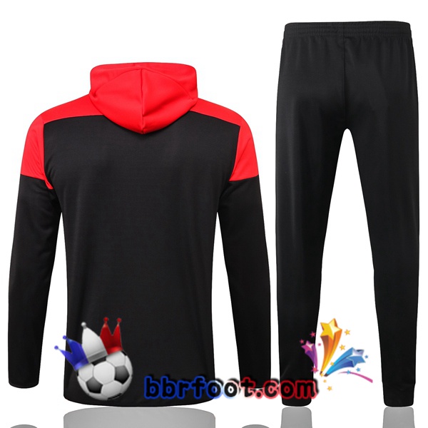 Veste A Capuche Survetement Foot Bayern Munich Noir Rouge 20/21