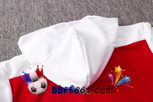 Veste A Capuche Survetement Foot Arsenal Rouge Blanc 20/21