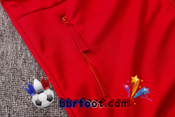 Veste A Capuche Survetement Foot Arsenal Rouge Blanc 20/21