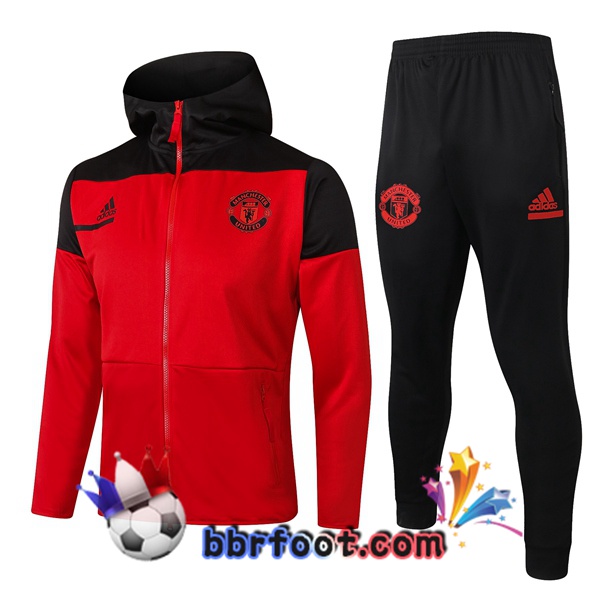 Veste A Capuche Survetement Foot Manchester United Rouge Noir 20/21 Veste A Capuche Survetement Foot Manchester United Rouge Noir 20/21