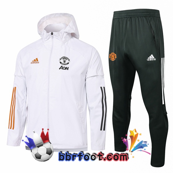 Coupe Vent Survetement Foot Manchester United Blanc 20/21