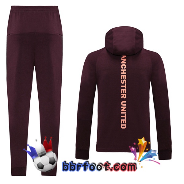 Veste A Capuche Survetement Foot Manchester United Rouge 20/21