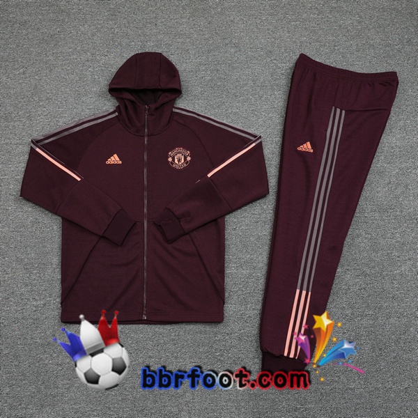Veste A Capuche Survetement Foot Manchester United Rouge 20/21