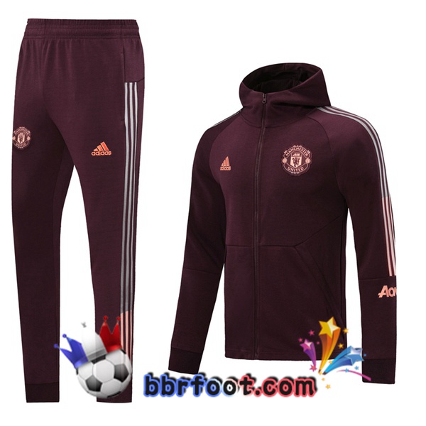 Veste A Capuche Survetement Foot Manchester United Rouge 20/21